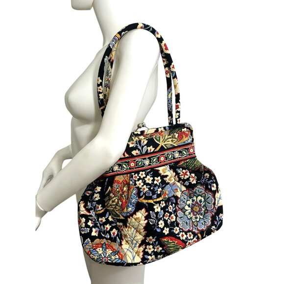 Vera Bradley Alice Versailles Shoulder Handbag Floral Quilted Kiss Clasp Paisley - Picture 3 of 16